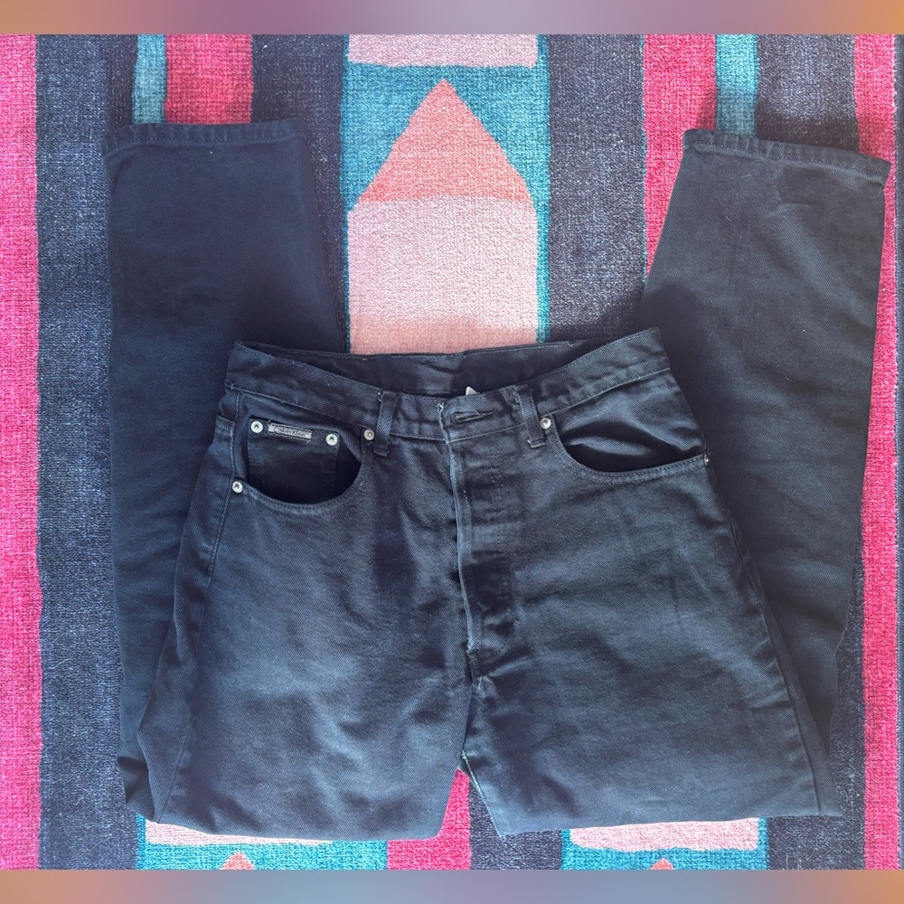 Vintage Calvin Klein Black Denim Waisted Straight Leg Jeans